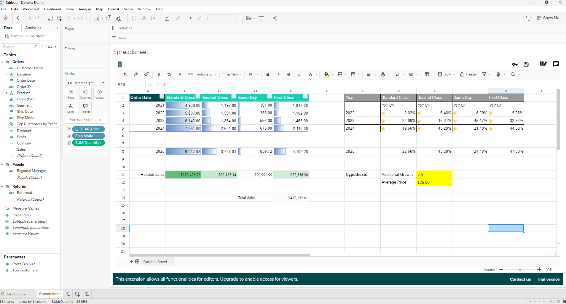 Tip of the week 178: Use Datama Spreadsheet for Excel-like work on BI data