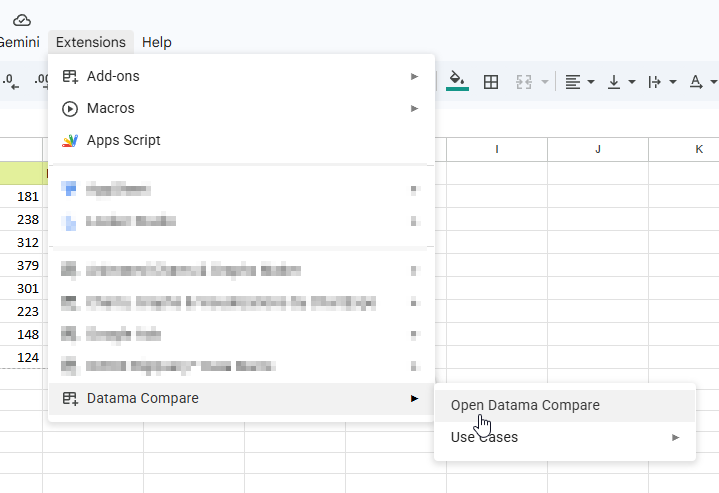 Click on the extension menu