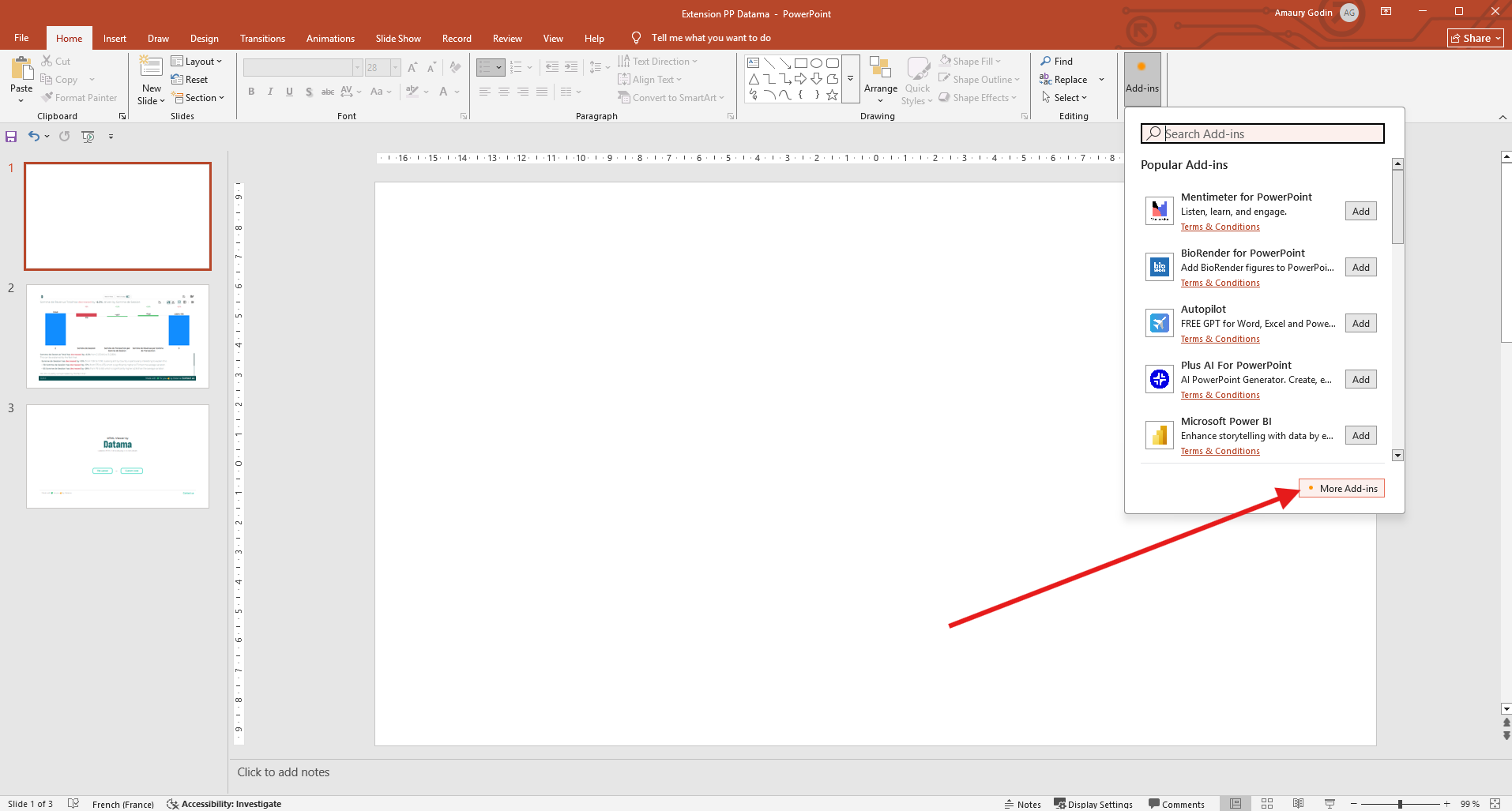 Add HTML viewer by Datama from PowerPoint Add-ins