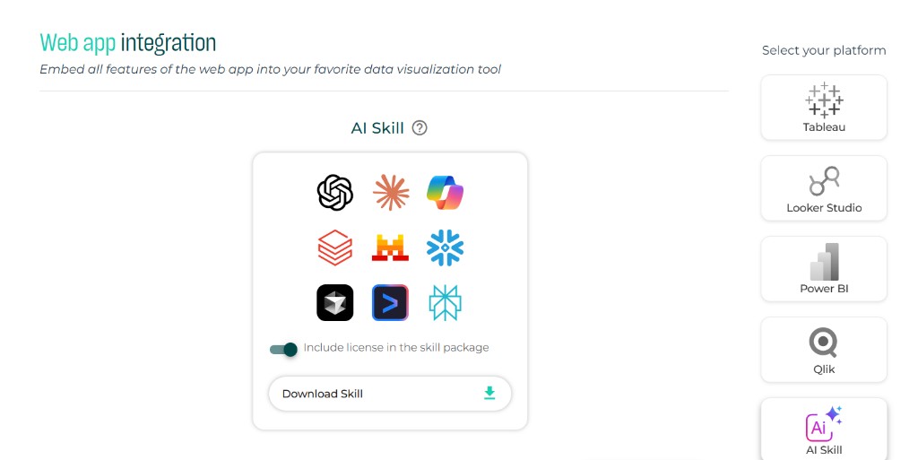 Download the Datama AI Skill from Web app integration